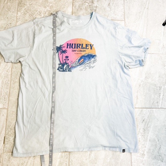 Hurley Light Blue Surf Waves Palm Tree Logo Graphic Size XL - Picture 8 of 8